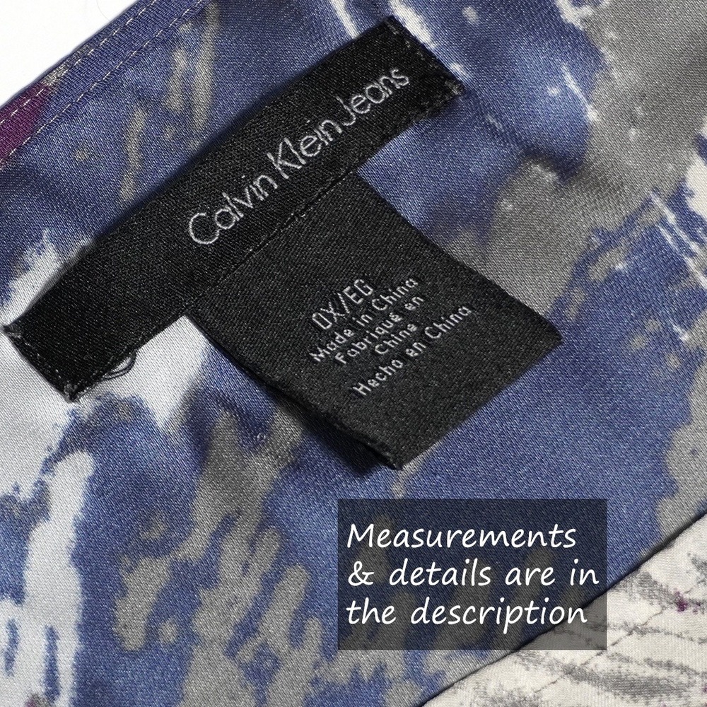 Calvin Klein Abstract Brushstroke Smocked‎ Waist Dolman Blouse 1X - Picture 6 of 8